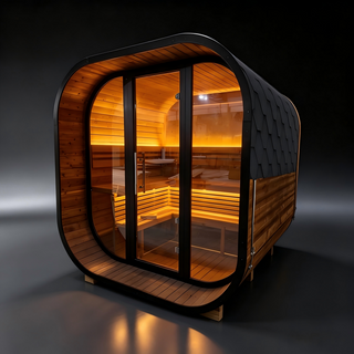 New 4-6 person Black Square Premium Thermo Spruce Wood Outdoor Sauna-FFF Anyi Health