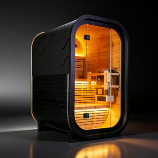 Carbonized Spruce Traditional Steam Outdoor Square Sauna for 1–2 Persons, Compact Home Spa Sauna Kit with Tempered Glass Door Anyi Health