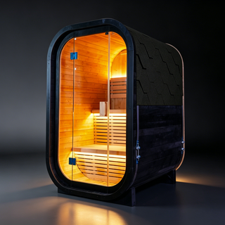 Carbonized Spruce Traditional Steam Outdoor Square Sauna for 1–2 Persons, Compact Home Spa Sauna Kit with Tempered Glass Door Anyi Health