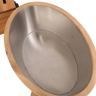 Double Capacity Oval Red Cedar Ice Bath Tub – Dual Person Cold Plunge Spa Barrel for Athlete Recovery, Hydrotherapy & Home Wellness, Natural Wooden Therapy Tub