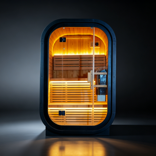 Carbonized Spruce Traditional Steam Outdoor Square Sauna for 1–2 Persons, Compact Home Spa Sauna Kit with Tempered Glass Door Anyi Health
