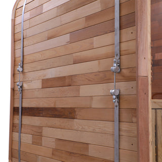 Outdoor Square Sauna, Patchwork Red Cedar Traditional Steam Sauna Kit with Outdoor Waterproof Tile and More