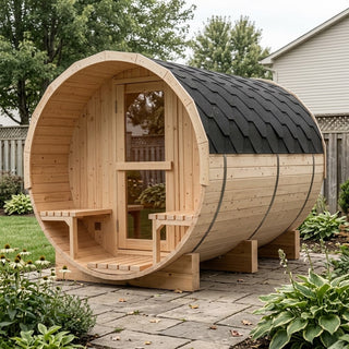 4-6 Person Outdoor Barrel Sauna - Premium White Pine Wood, All-Weather Design for Backyard Relaxation Anyi Health