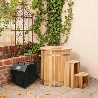 Round Red Cedar Cold Plunge Tub – Wooden Cryotherapy Spa Barrel for Recovery & Wellness Anyi Health