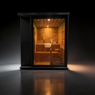 New Luxury High-End Black Square Outdoor Sauna – Modern Backyard Wellness Cabin Anyi Health
