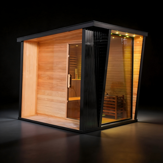 Outdoor Black Square Sauna – Traditional Steam Sauna (2–8 Person Multiple Sizes), 6kW Heater, Outdoor Home Spa Anyi Health