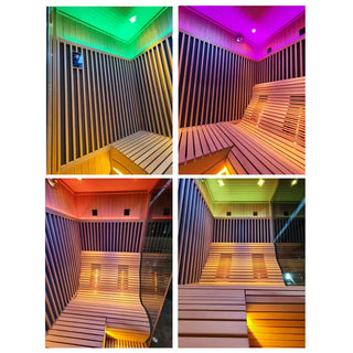 3-6 Person Far Infrared Reclining Chair Hemlock Sauna Room - Reclining Chair + Regular Seat Anyi Health