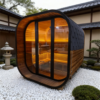New 4-6 person Black Square Premium Thermo Spruce Wood Outdoor Sauna-FFF Anyi Health
