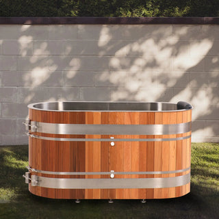 U-Shaped Red Cedar Ice Bath Tub – Ergonomic Cold Plunge Spa Barrel Anyi Health