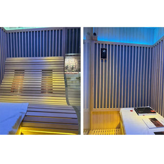 3-6 Person Far Infrared Reclining Chair Hemlock Sauna Room - Reclining Chair + Regular Seat Anyi Health