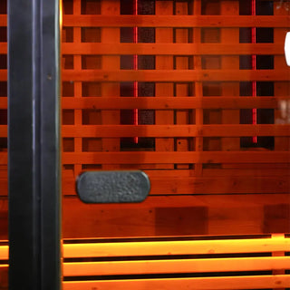 Outdoor Far Infrared Sauna – Carbonized Spruce Wood, Dark Tea-Tinted Glass, Far Infrared Heating Panels, LED Lights, Weather-Resistant Design for Patio, Garden Anyi Health