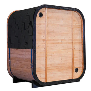 Outdoor Far Infrared Sauna for 4 Persons, Carbonized Spruce Wood Sauna Room with Dark Brown Tinted Glass, LED Chromotherapy Lights & Weather-Resistant Roof for Backyard/Patio Relaxation Anyi Health