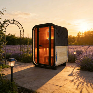 Outdoor Traditional Steam Sauna - Carbonized Spruce Wood, Tinted Glass, 6KW Heater, 1-2 Person Capacity for Backyard/Patio Relaxation Product Description Anyi Health