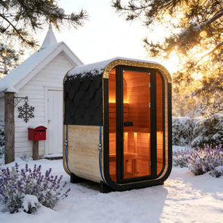 Outdoor Traditional Steam Sauna - Carbonized Spruce Wood, Tinted Glass, 6KW Heater, 1-2 Person Capacity for Backyard/Patio Relaxation Product Description Anyi Health