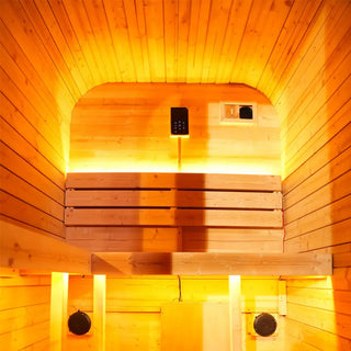 Outdoor Traditional Steam Sauna - Carbonized Spruce Wood, Tinted Glass, 6KW Heater, 1-2 Person Capacity for Backyard/Patio Relaxation Product Description Anyi Health