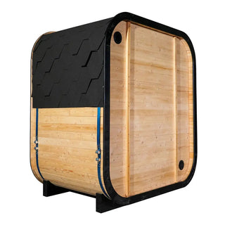 Traditional Outdoor Steam Sauna for 4 People – Carbonized Spruce Wood, 6KW Heater, Tinted Glass Panels, Weather-Resistant Backyard Spa with LED Lighting Anyi Health