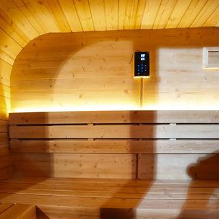 Traditional Outdoor Steam Sauna for 4 People – Carbonized Spruce Wood, 6KW Heater, Tinted Glass Panels, Weather-Resistant Backyard Spa with LED Lighting Anyi Health