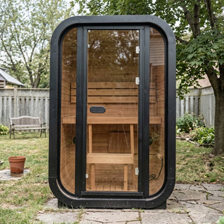 Outdoor Traditional Steam Sauna - Carbonized Spruce Wood, Tinted Glass, 6KW Heater Anyi Health