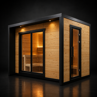 6-Person Square Luxury Outdoor Sauna with Private Changing Room – Premium Backyard Wellness Anyi Health