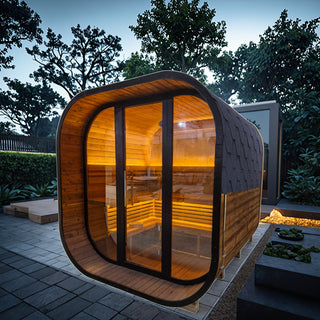 New 4-6 person Black Square Premium Thermo Spruce Wood Outdoor Sauna-FFF