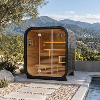 Outdoor Spruce Traditional Steam Sauna, Square Sauna Room with Tempered Glass Door, Home Spa Sauna Kit for Outdoor Wellness & Relaxation Anyi Health
