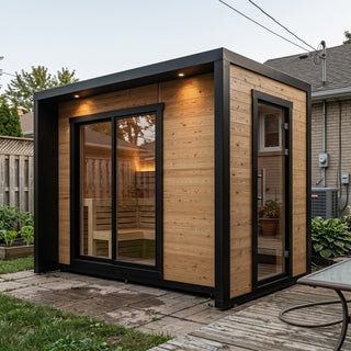 6-Person Square Luxury Outdoor Sauna with Private Changing Room – Premium Backyard Wellness Anyi Health