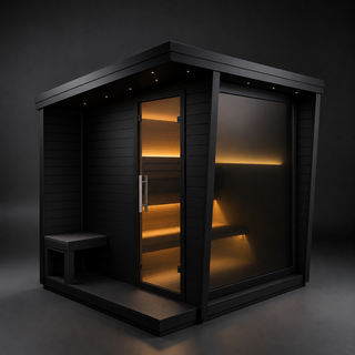 Anyi-5 Square Sauna – Carbonized Spruce Wood | 4-6-Person Home & Indoor Wellness Anyi Health
