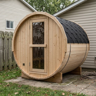 2-4 Person Outdoor Barrel Sauna - Premium White Pine Construction | Backyard Steam Relaxation Haven Anyi Health