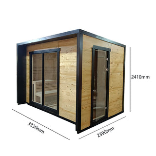 6-person Square Luxury Outdoor Sauna with Private Changing Room - XPO
