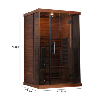 2-Person Red Cedar Indoor Far Infrared Sauna with LED Star Lights and Digital Control Panel