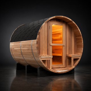 6 Person Outdoor Barrel Sauna with Front Porch Anyi Health